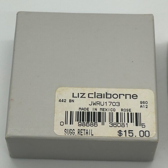 Liz Claiborne Vintage Rosebud Brooch Gold-tone Rhinestones in Original Box - Picture 14 of 16